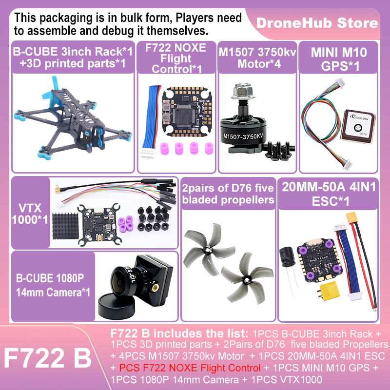 Kit Telaio Drone FPV B-CUBE 3  - F722 Flight Controller recensione e prezzo